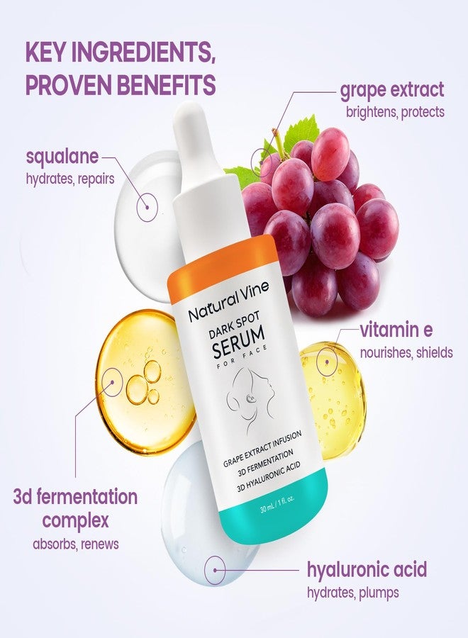 Natural Vine Dark Spot Serum: Dark Spot Remover for Face with Grape Extract, Fermentation Complex, Hyaluronic Acid & Vitamin E, 1 FL OZ / 30mL - Image 4